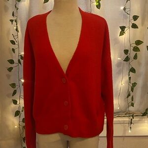 NWT A New Day Red V-Neck Button Cardigan Size S